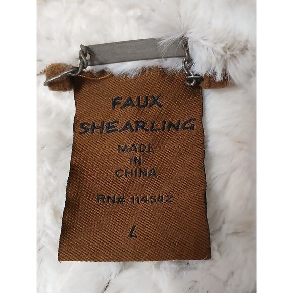 JouJou Faux Suede Shearling Waterfall Cardigan Jacket Size L Brown Boho Western - Picture 14 of 16